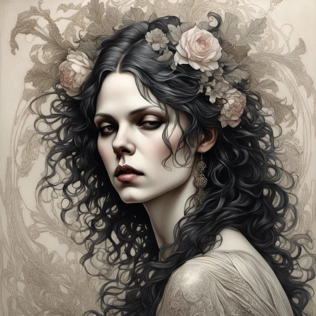 Ethereal Wind Woman: Carrying Troubles and Fears