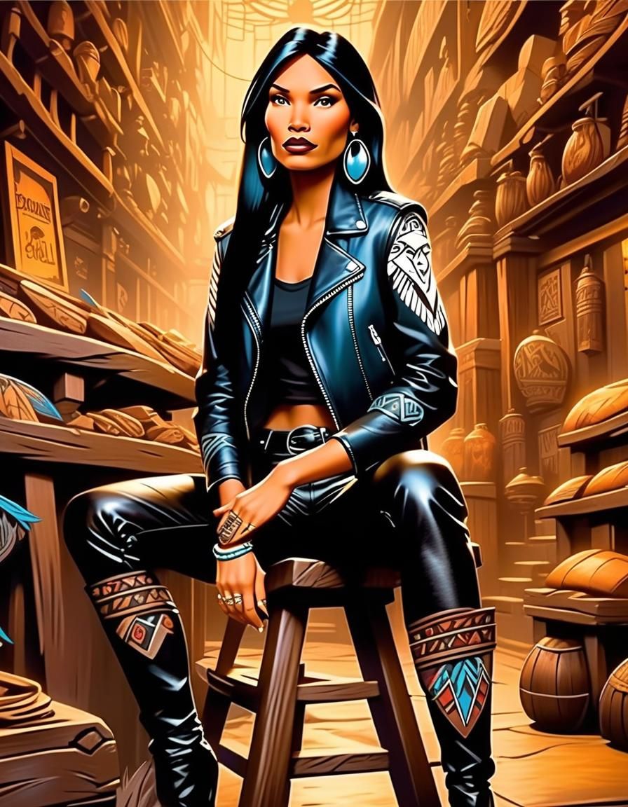 Pocahontas Reimagined as a Hard Rock Girl