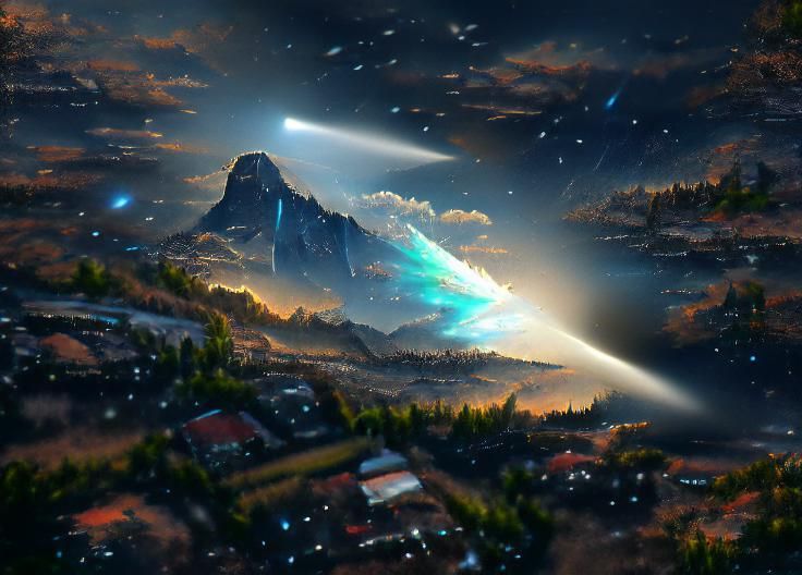 Shining Crystal Comet Digital Illustration