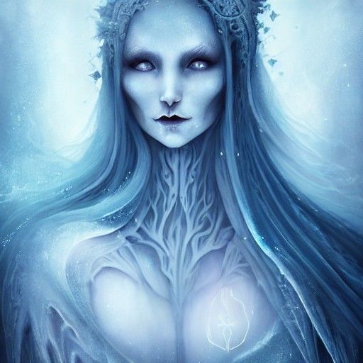Icy Banshee Conjuring a Spell: Spectral Oil Painting