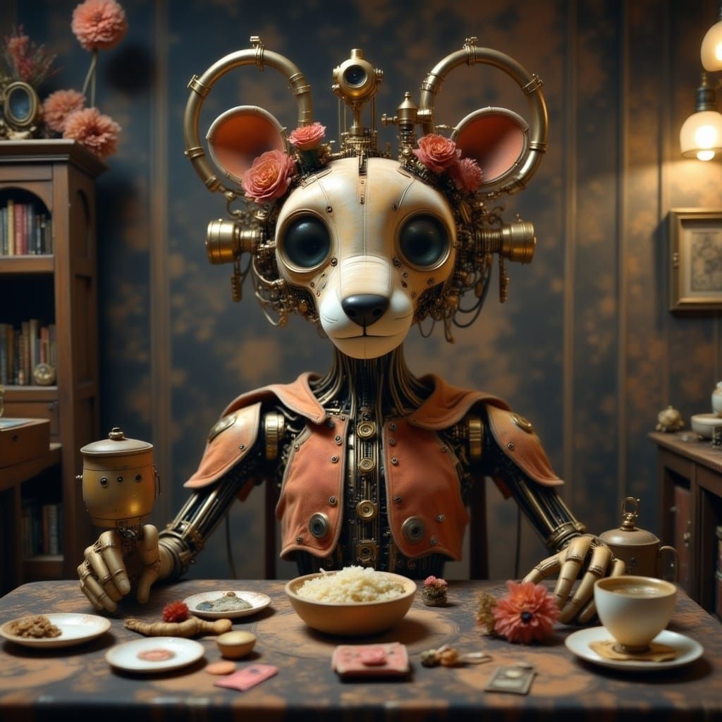 Steampunk Cogsworth Enjoys Whimsical Tea Party