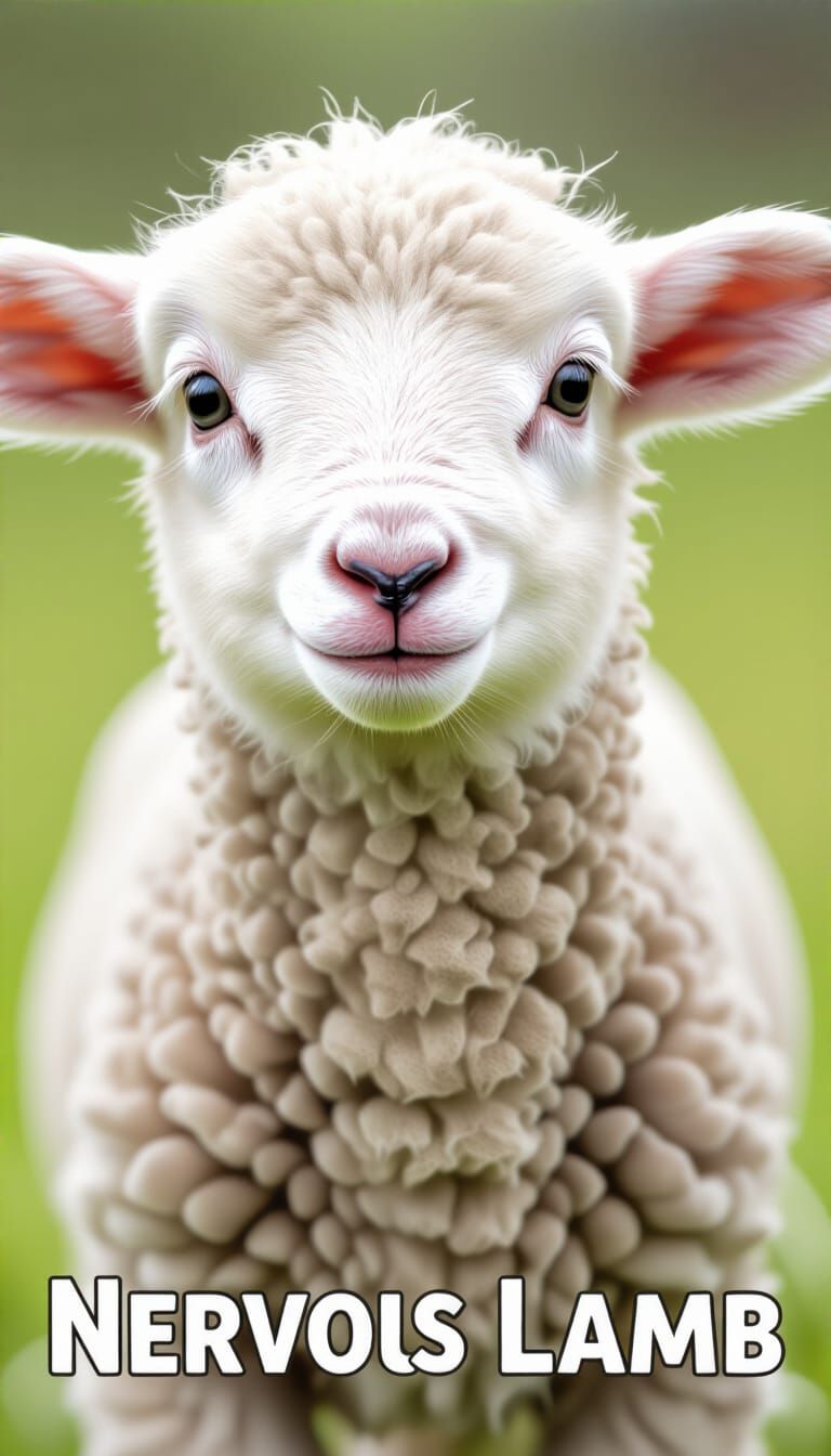 Anxious Lamb in Field