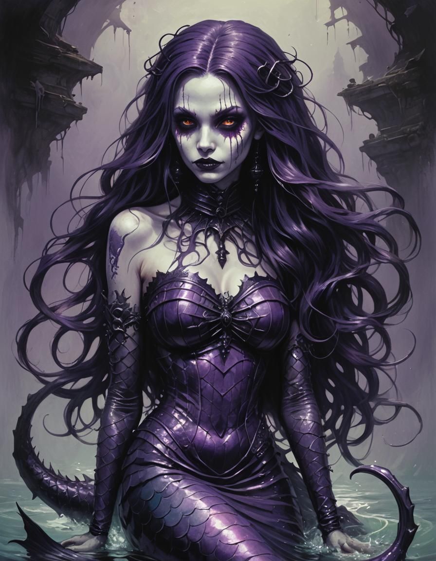 Creepy Goth Mermaid in Sinister Style