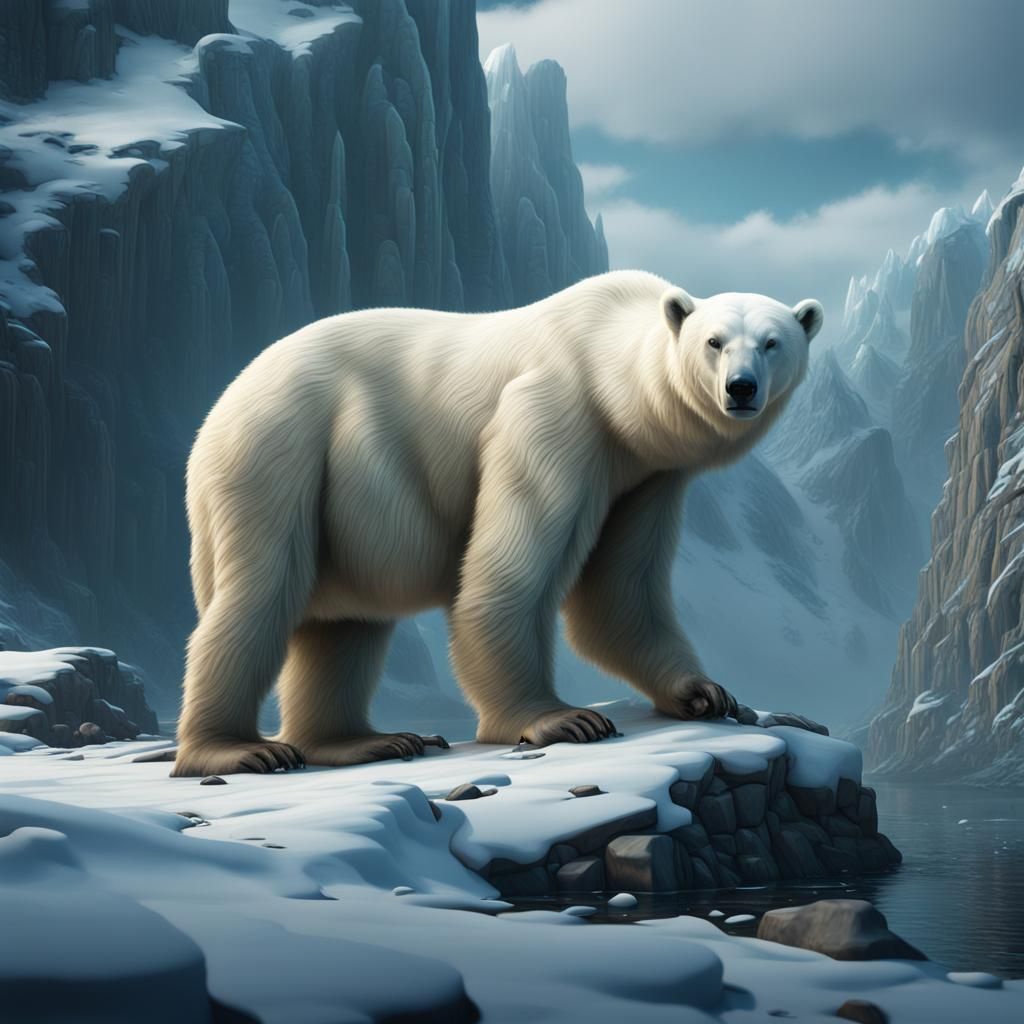 Detailed Matte Painting of a Polar Bear