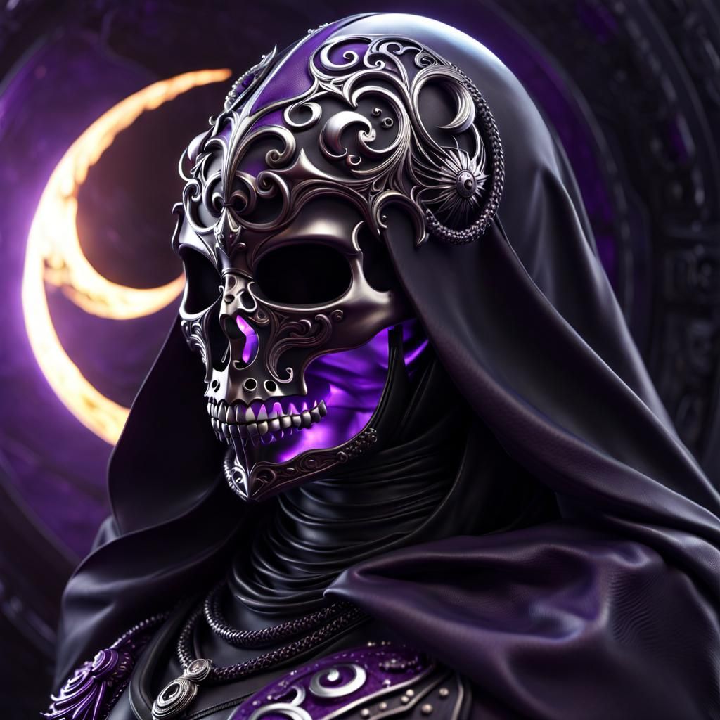 skull with purple hijab