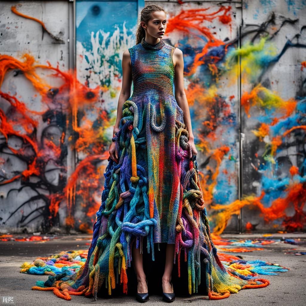 Creative garment, ultra detail with rope weaving and knotting techniques