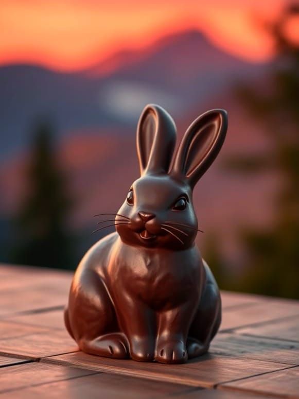 Chocolate Bunny in Evening Light