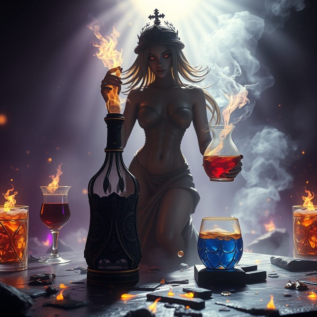 Dark Fantasy Potion Concept Art with Dynamic Lighting