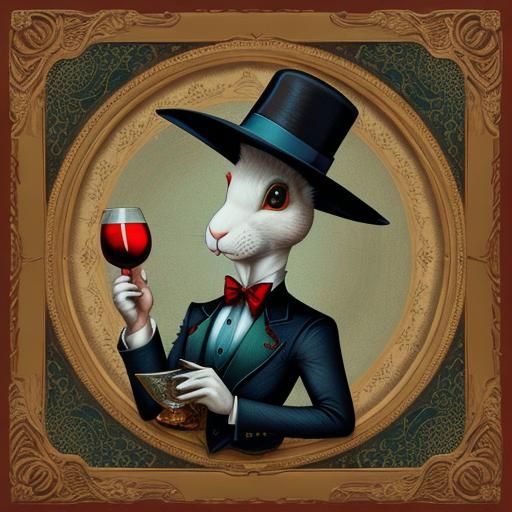 Rabbit in Casablanca in Alcohol Ink Style