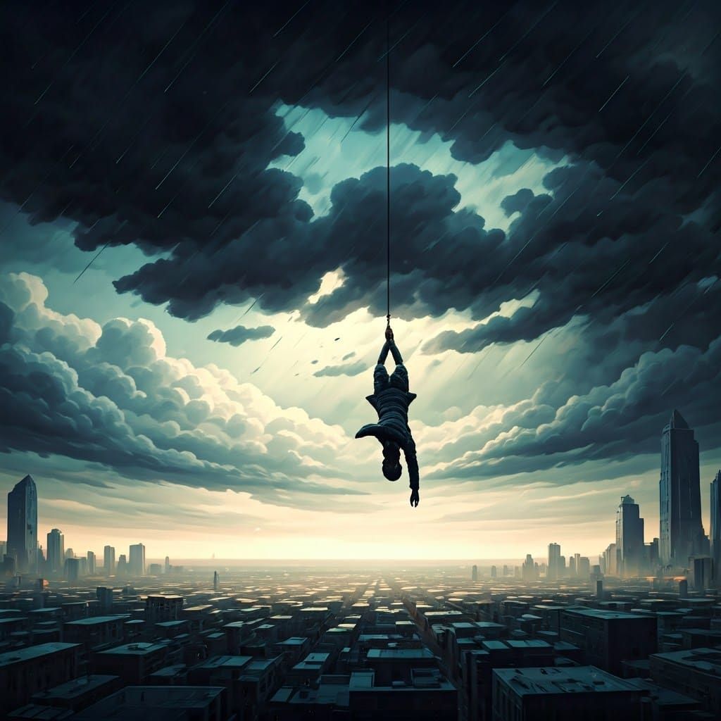 Precarious Existence: A Digital Gouache and Watercolor Paint...