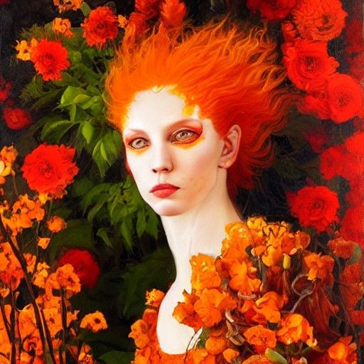 Fiery Aries in Baroque Floral Style