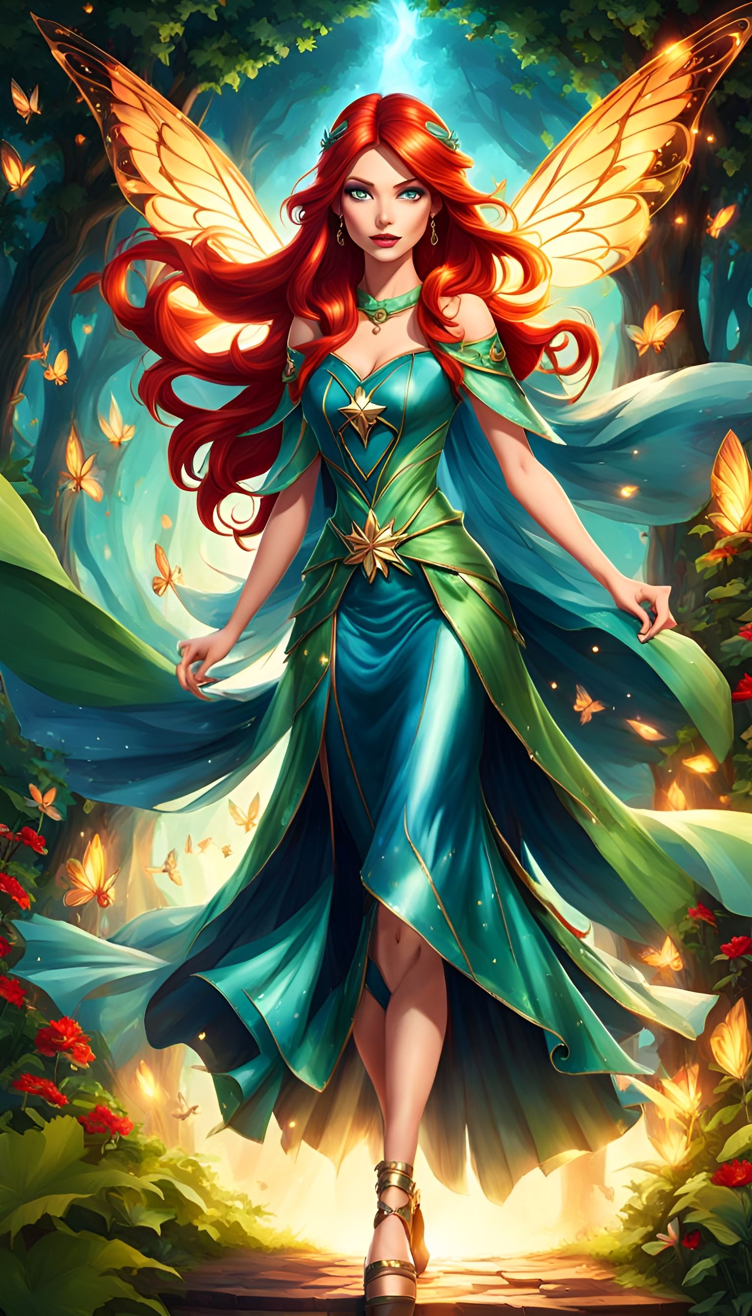 Red-Haired Fairy in Winx Club Style