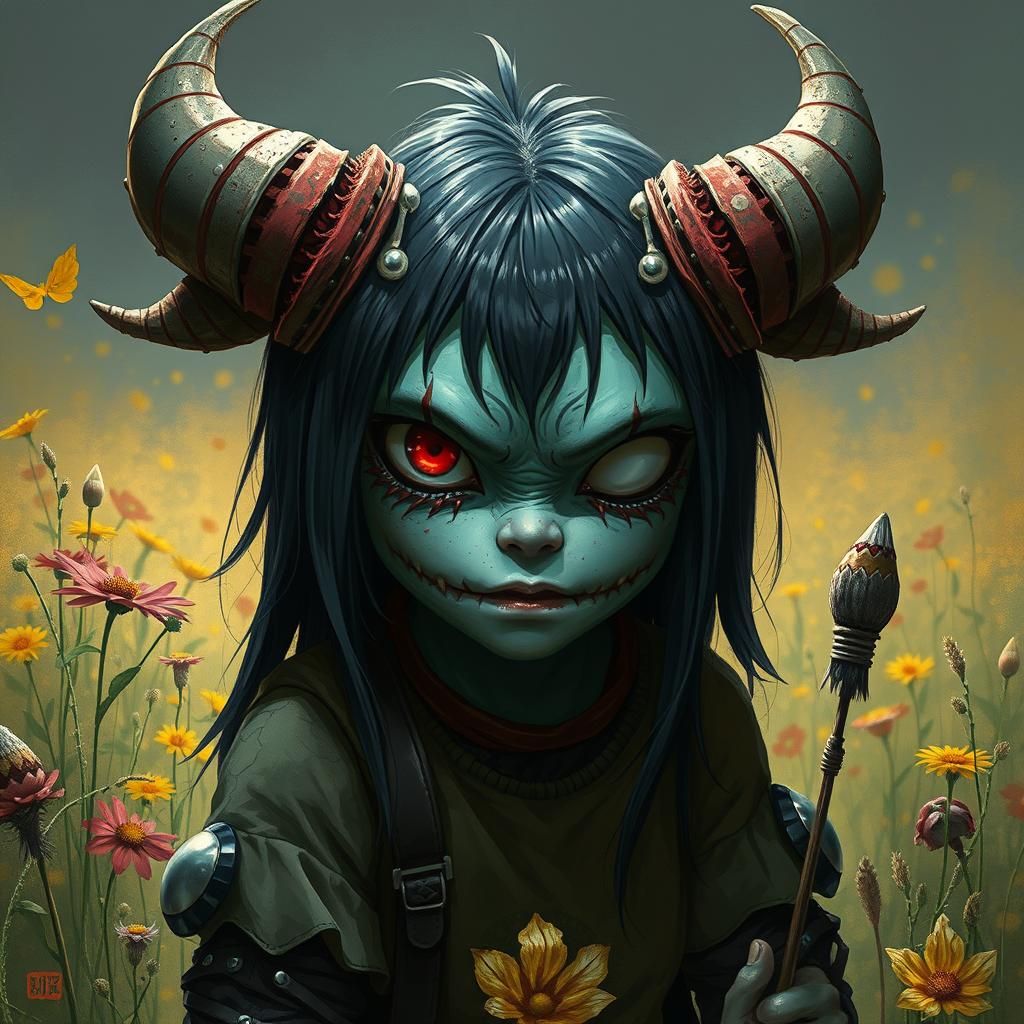 Creepy Monster Girl in Skottie Young Style