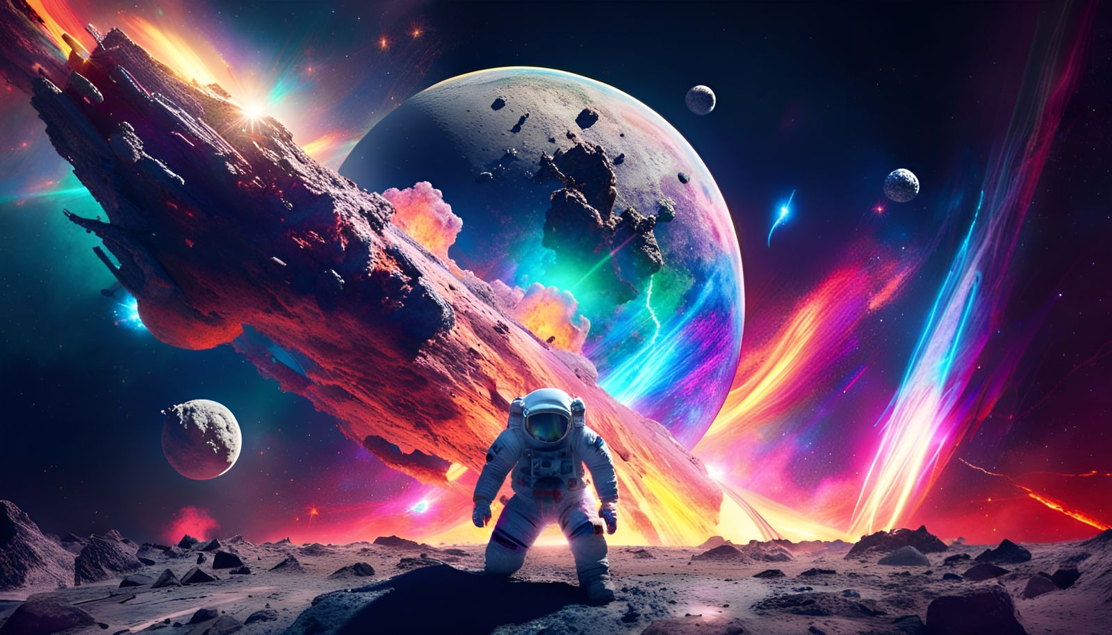 Futuristic Space Battle on the Moon