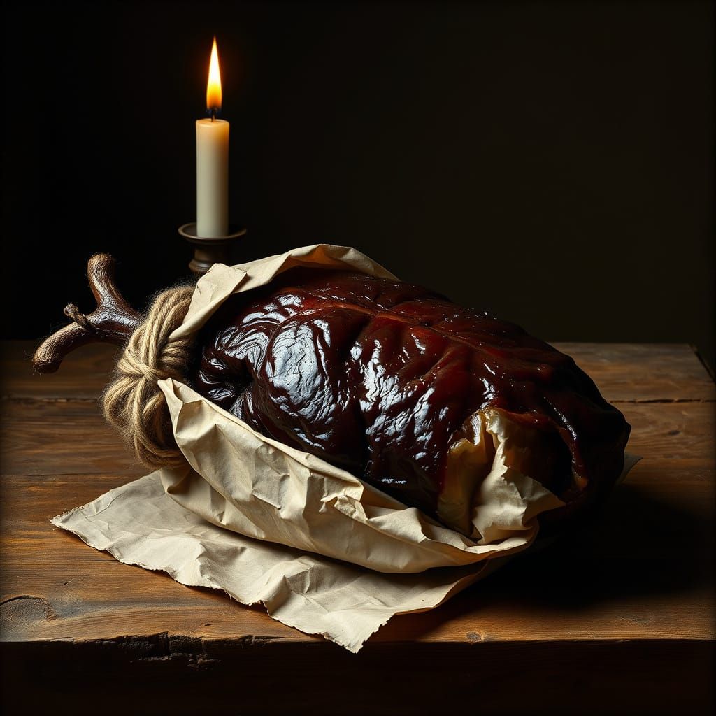 Baroque Still Life: Liver in the Style of Caravaggio