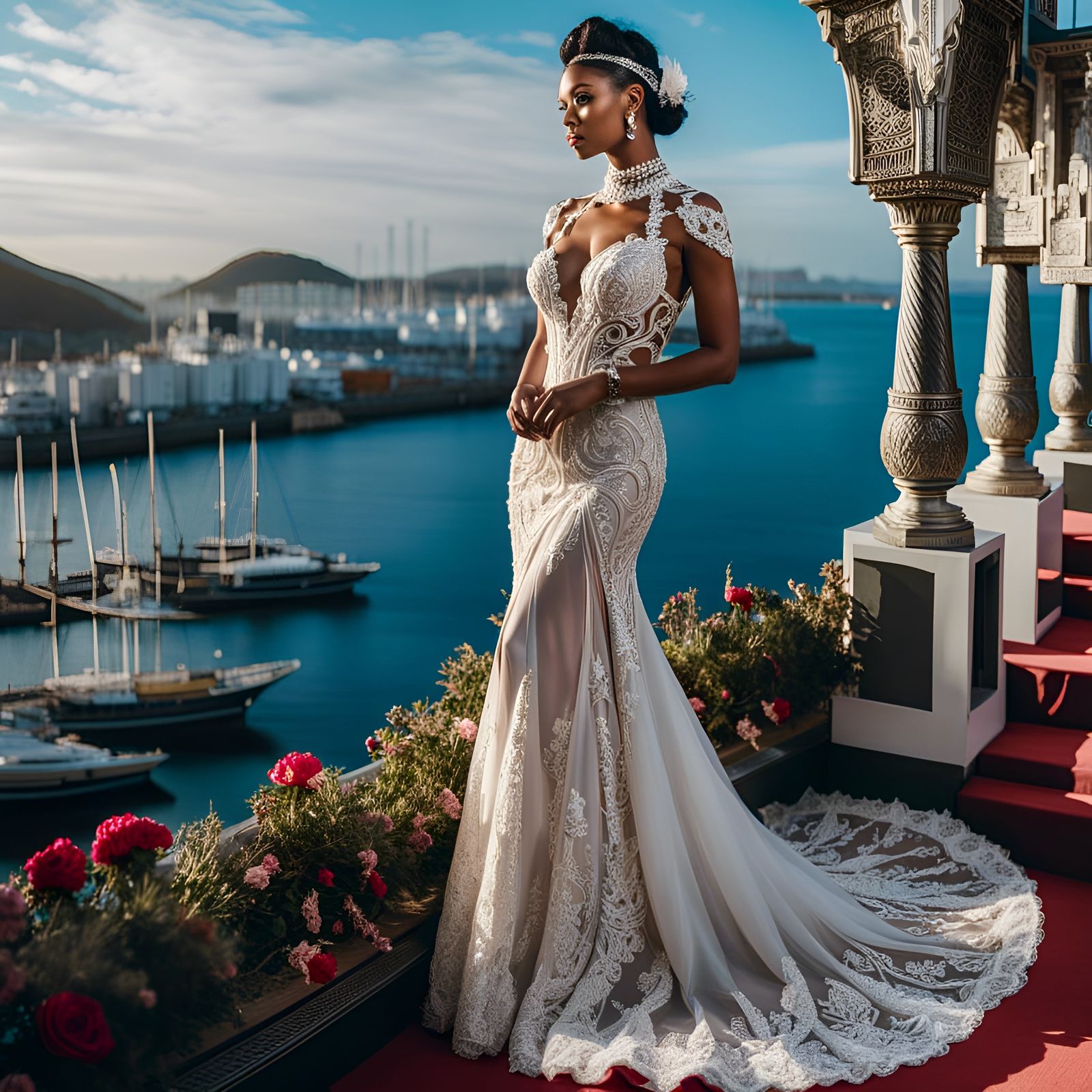 Cyberpunk Lace Wedding Dress in Anime Style