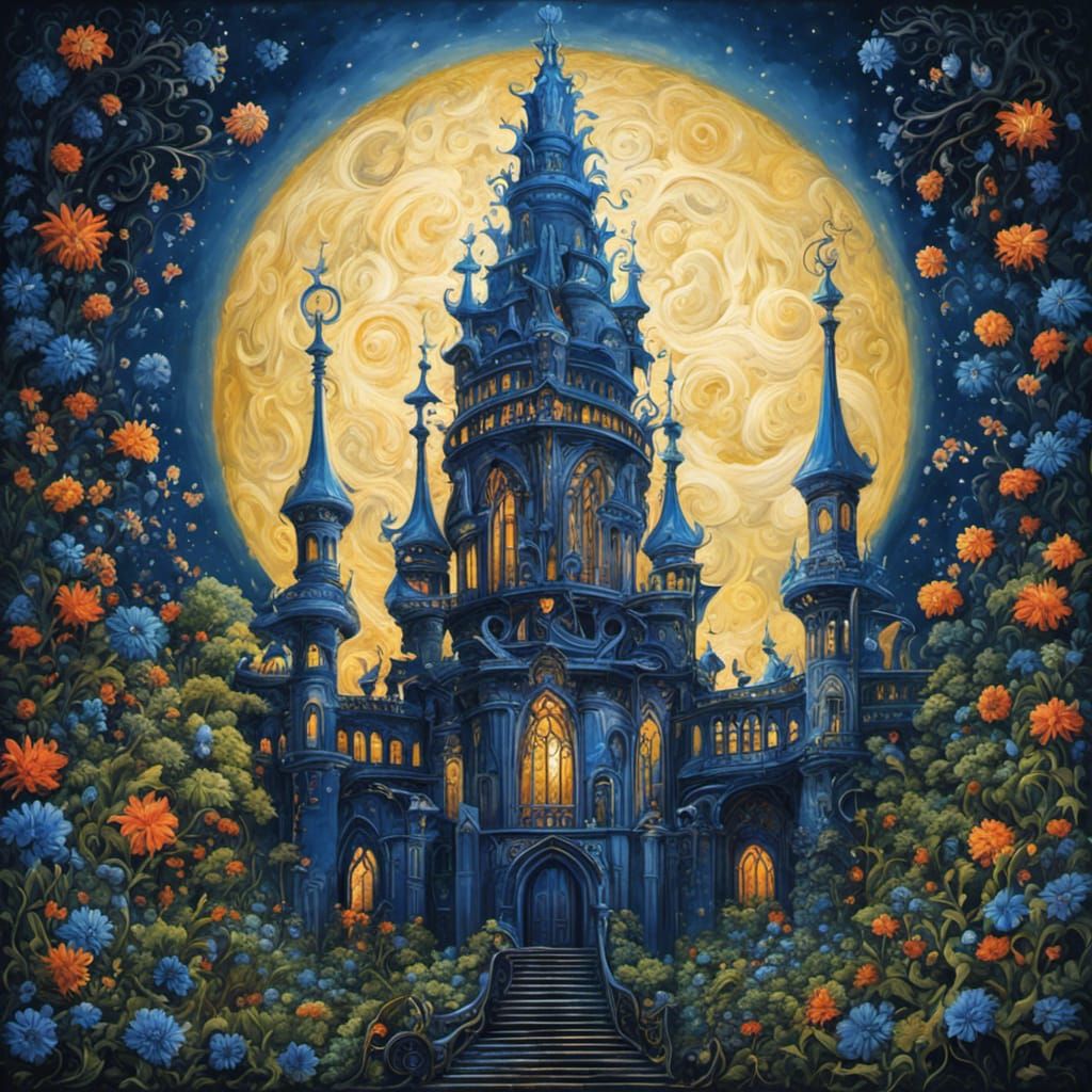 High Gothic Fireworks Tower in Tim Burton Style