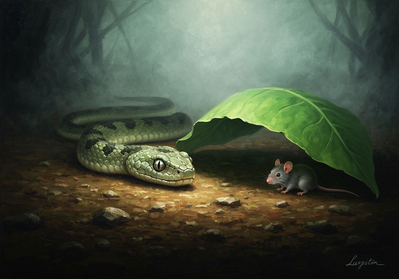 Neo-Expressionist Snake Hunt Mouse in Jungle