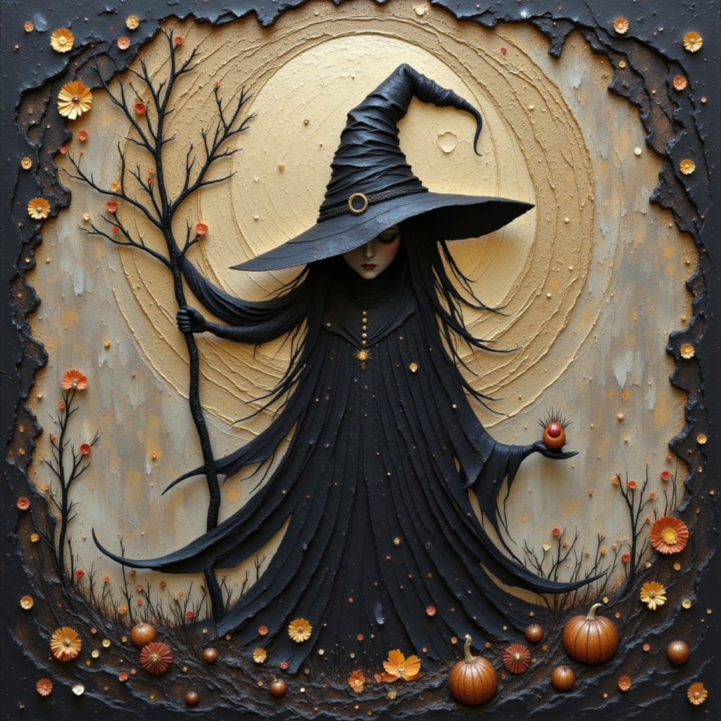 Witch with Painterly Magic and Pulp Texture