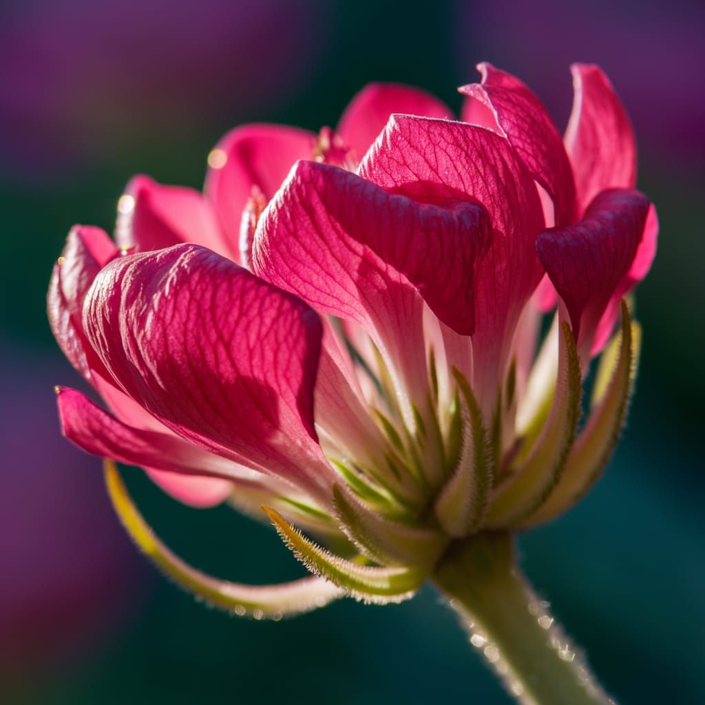 Magenta Flower in Sunlight: High-Resolution Close-Up