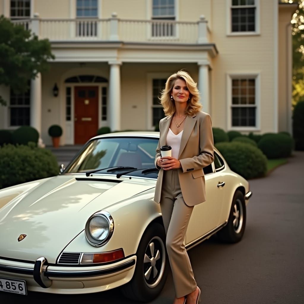 Elegant Woman Posing with Porsche 911 in Washington D.C.