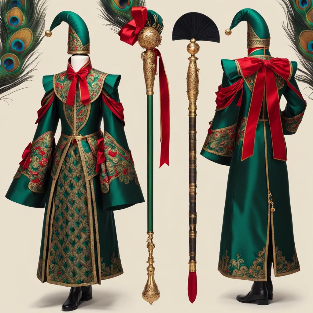 Jester's Staff with Hidden Blade in Anime Style