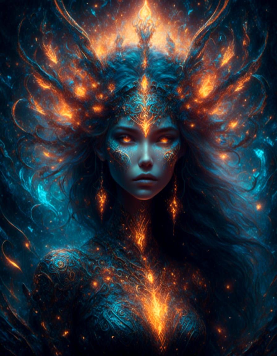 Valkyrie with Glowing Runes in Ominous Magical Style