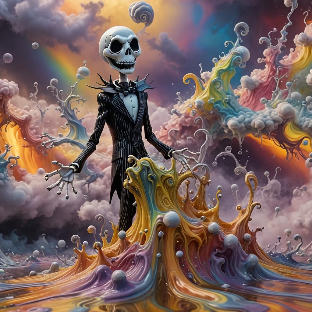 Jack Skellington Apparition in Surreal Non-Newtonian Fluid