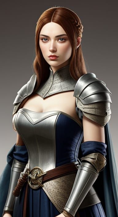 Medieval Woman with Sword and Glowing Eyes