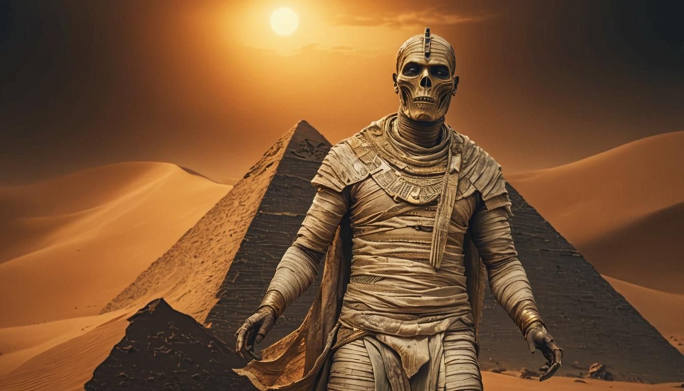 Undead Mummy Walks in Desert Sands