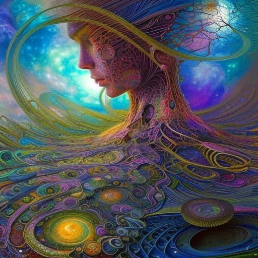 Intricate Solarpunk Singularity in Detailed Digital Painting