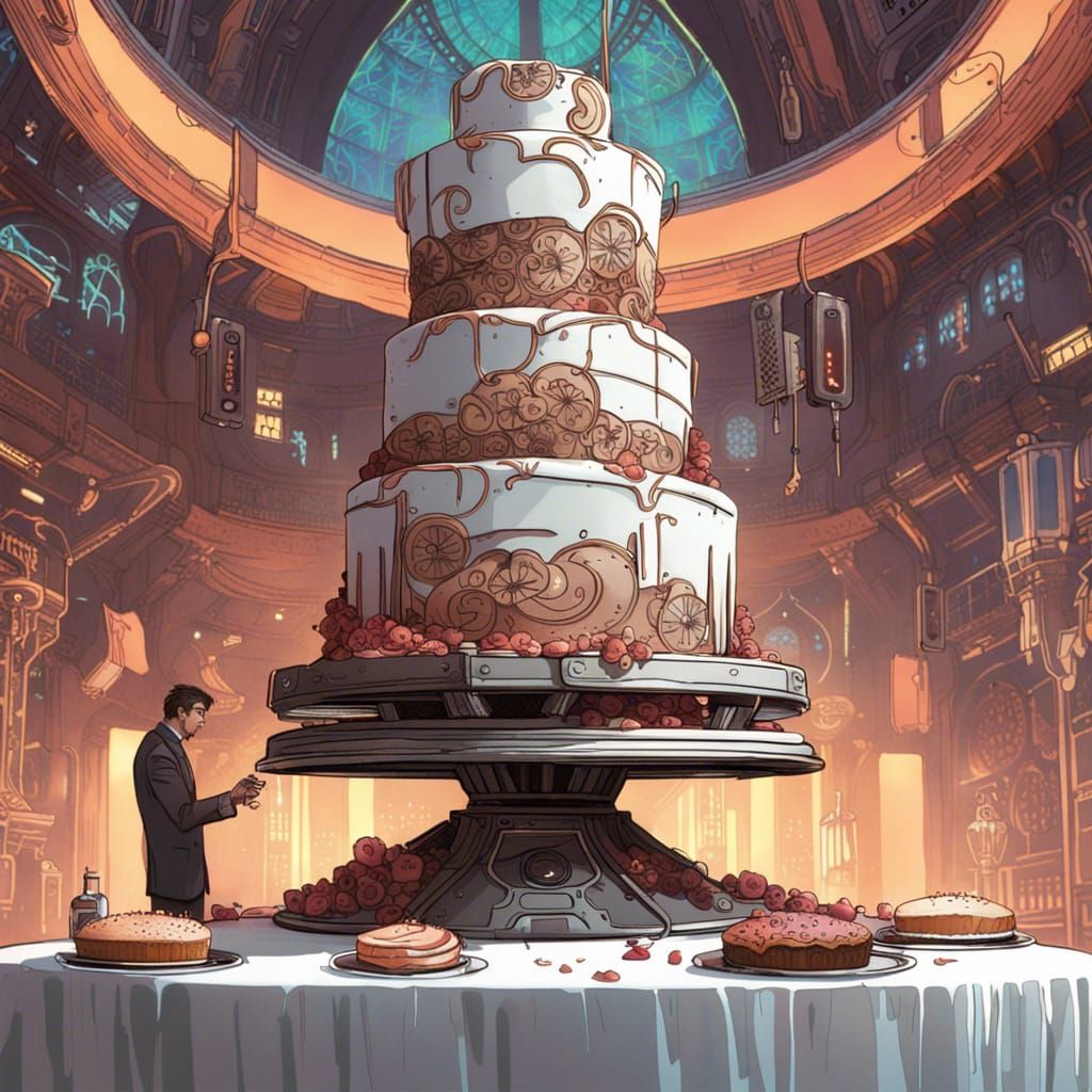 Cyberpunk Wedding Cake with Rings by Josan Gonzalez