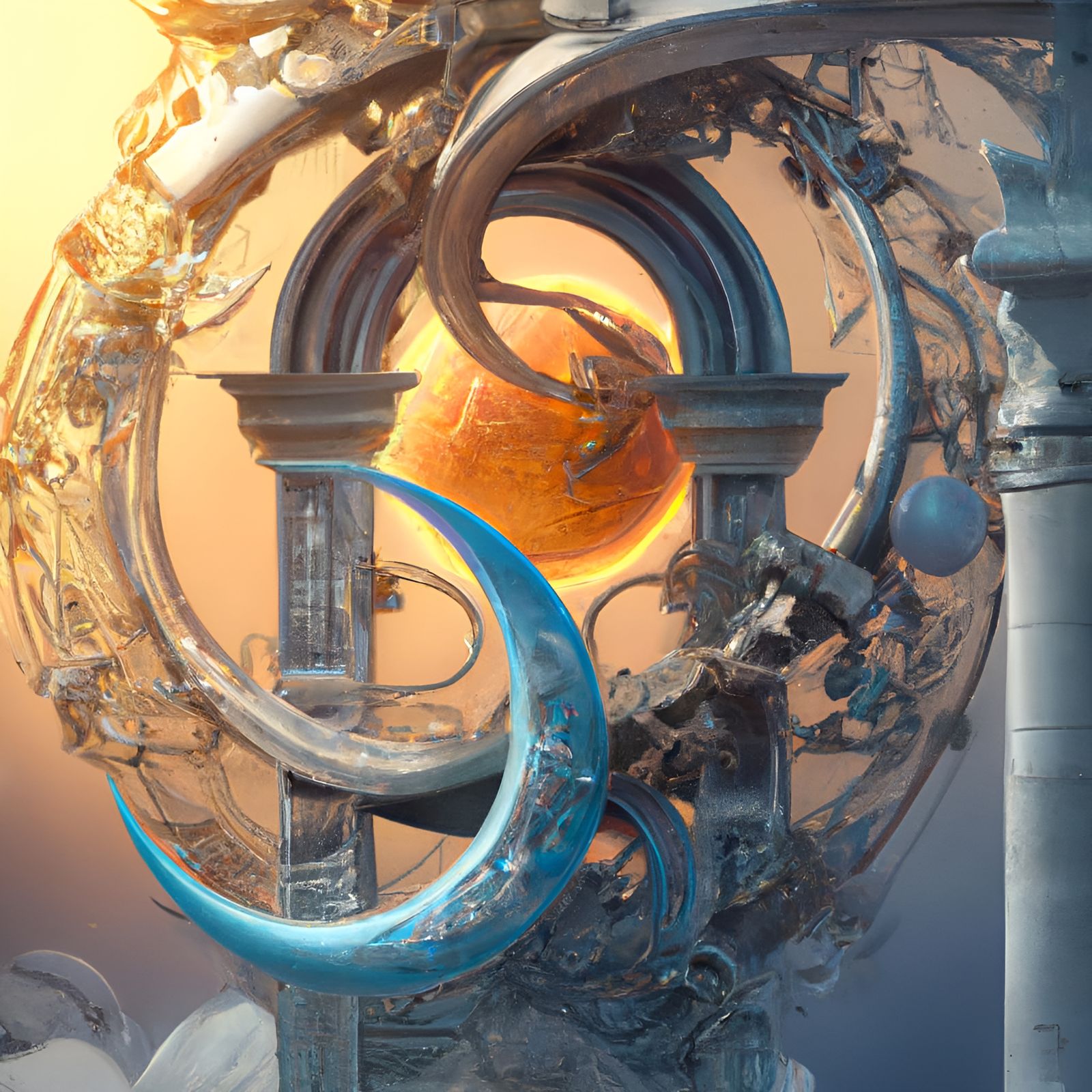 Epic Sun and Moon Fantasy Landscape