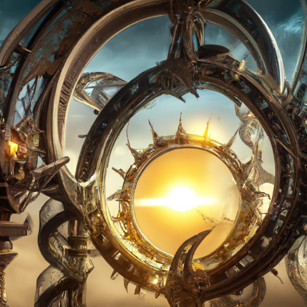 Epic Sun and Moon Structure in Fantasy Landscape