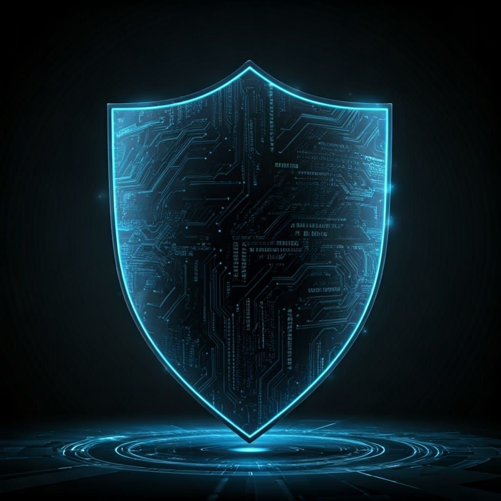 Cybernetic Shield in Neon-Lit Futuristic Style