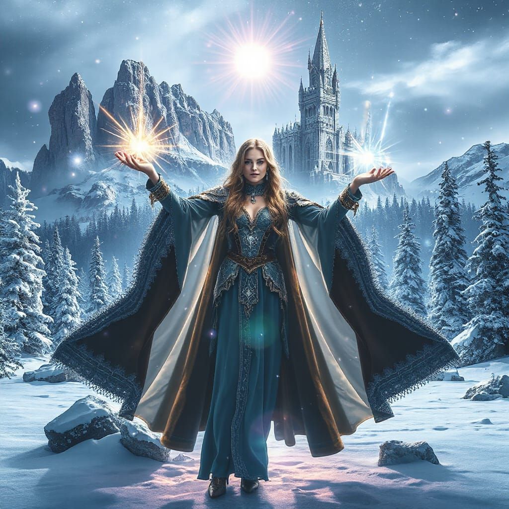 Sorceress in Crystal Wonderland Casting Rainbow Magic