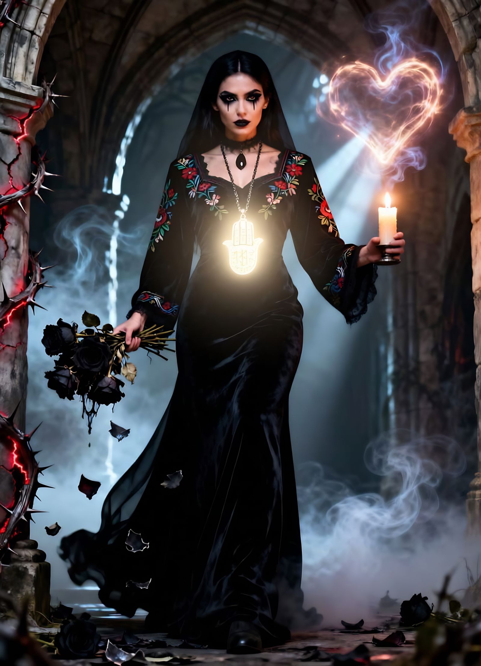 Gothic Woman Portrait in Chiaroscuro Lighting