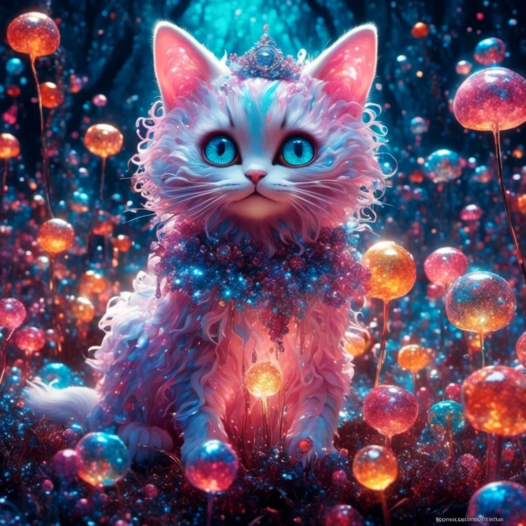 Bioluminescent Ghost Cat in Glitterpunk Candy Art
