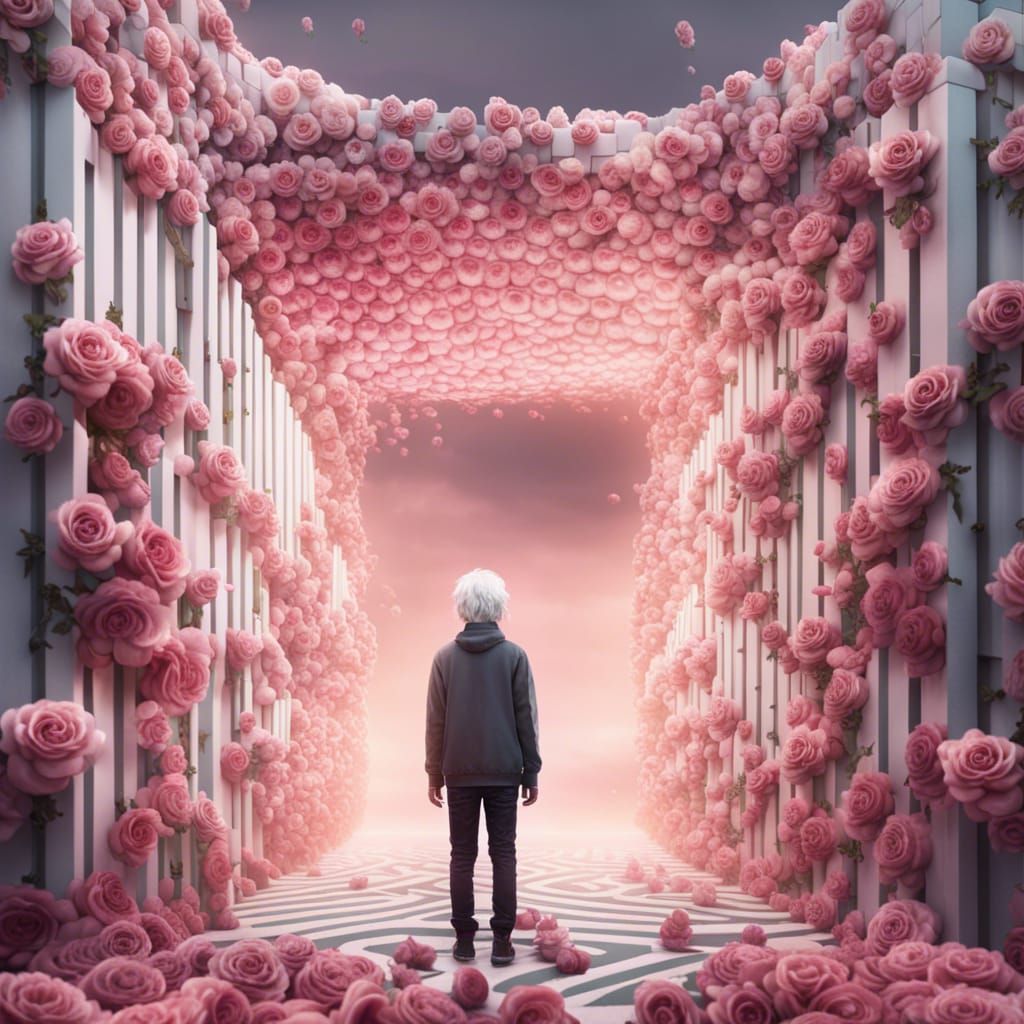 Rose Maze: A Dramatic Digital Painting