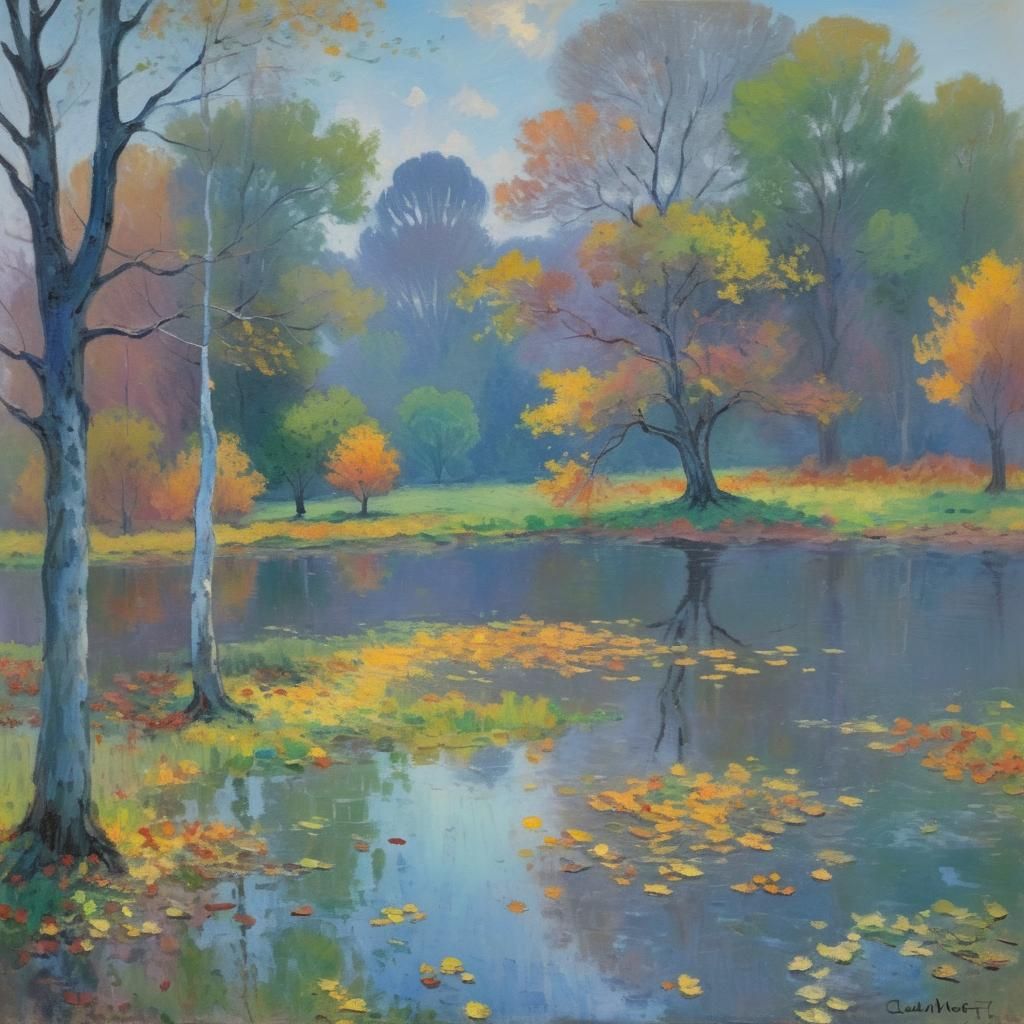 Autumn Tree in Impressionist Oil Painting