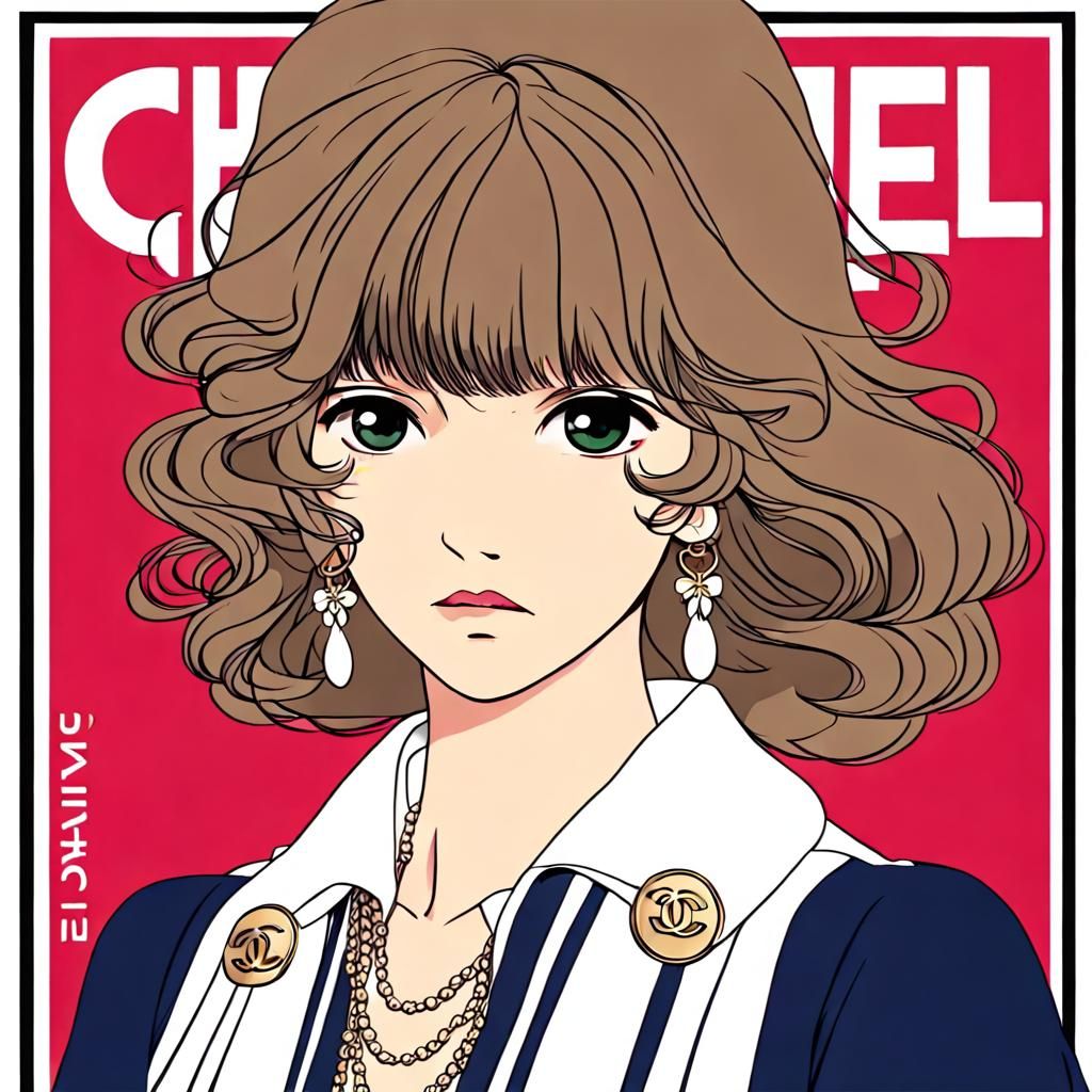 Woman Modeling for CHANEL in Anime Style