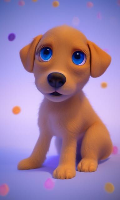 Cute Fluffy Puppy in 3D Digital Art