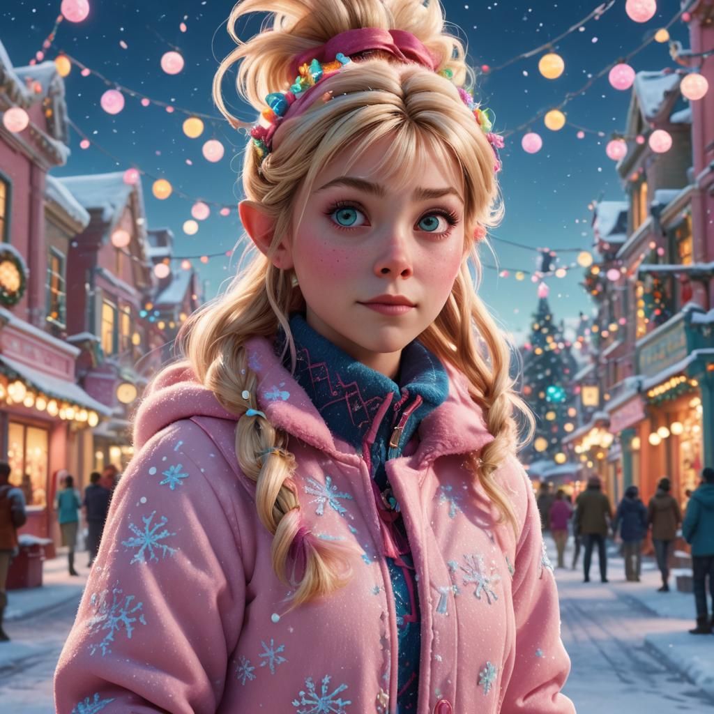 Cindy Lou Who in Snowy Whoville Town Square