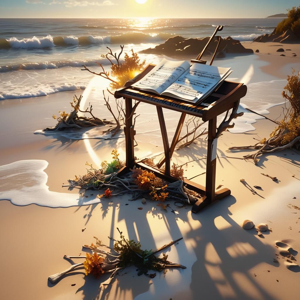 Ocean Shore Music Stand in Golden Light