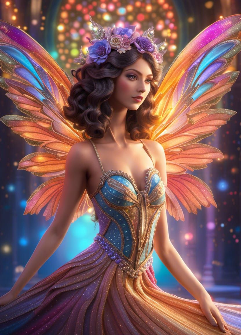 Affectionate Fairy Muse with Angelic Wings