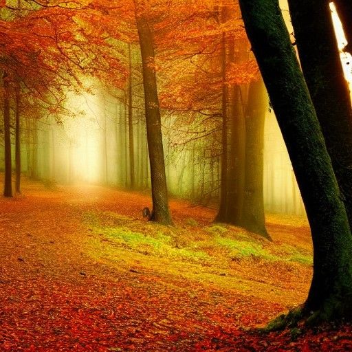 Autumn Twilight Forest with Woodland Animals