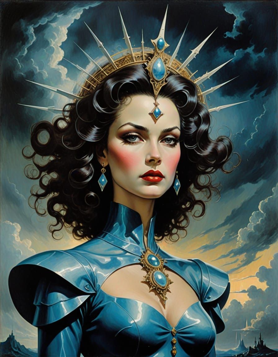 Mystical Galactic Empress Amidst Turbulent Skies