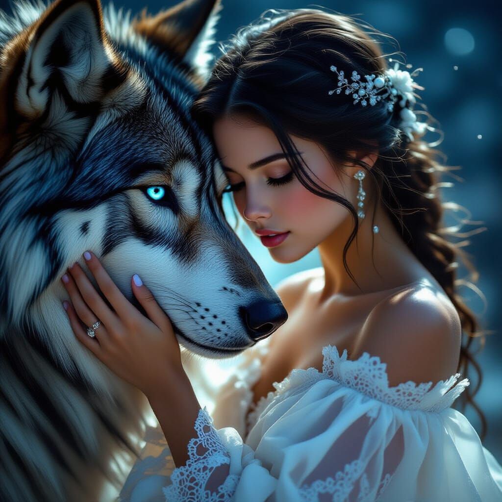 Girl and Hellhound in Moonlight, Cinematic Style