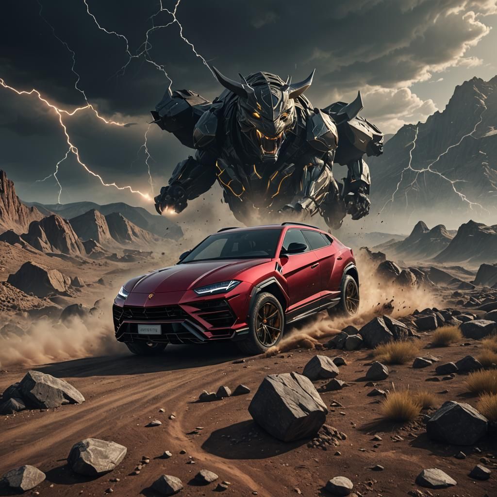 Lamborghini Urus in Stormy Fantasy Art