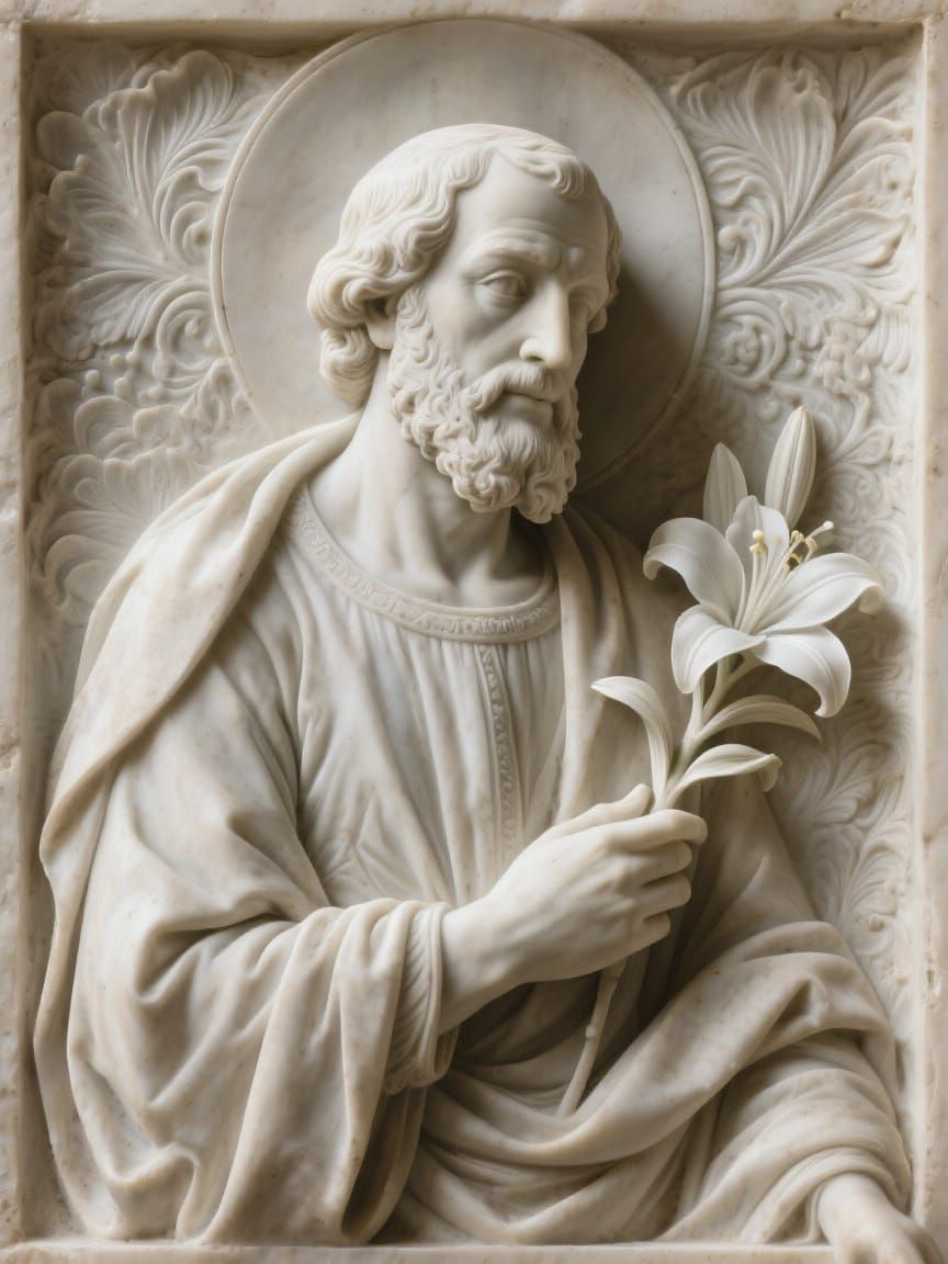 St. Joseph Bas-Relief Sculpture in Roman Style